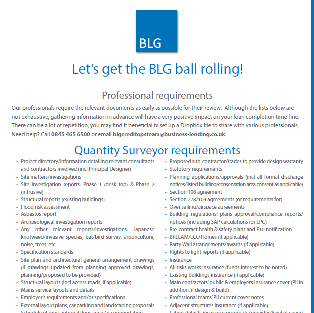 Lists of documents required by BLG’s professionals