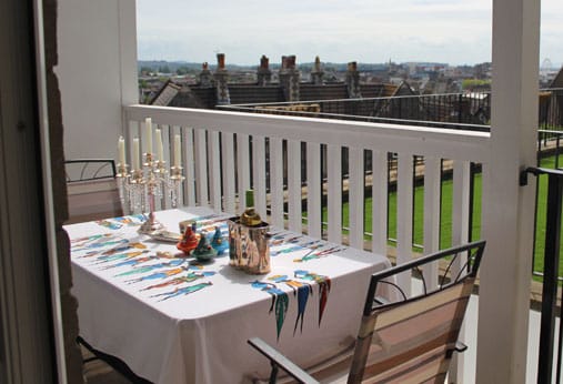 outdoor dining table on a balcony