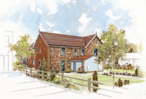 watercolour picture of Willstock Farm Cottages