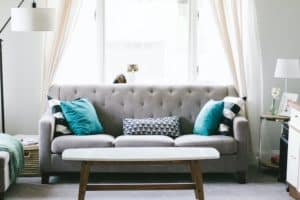 lounge with grey sofa